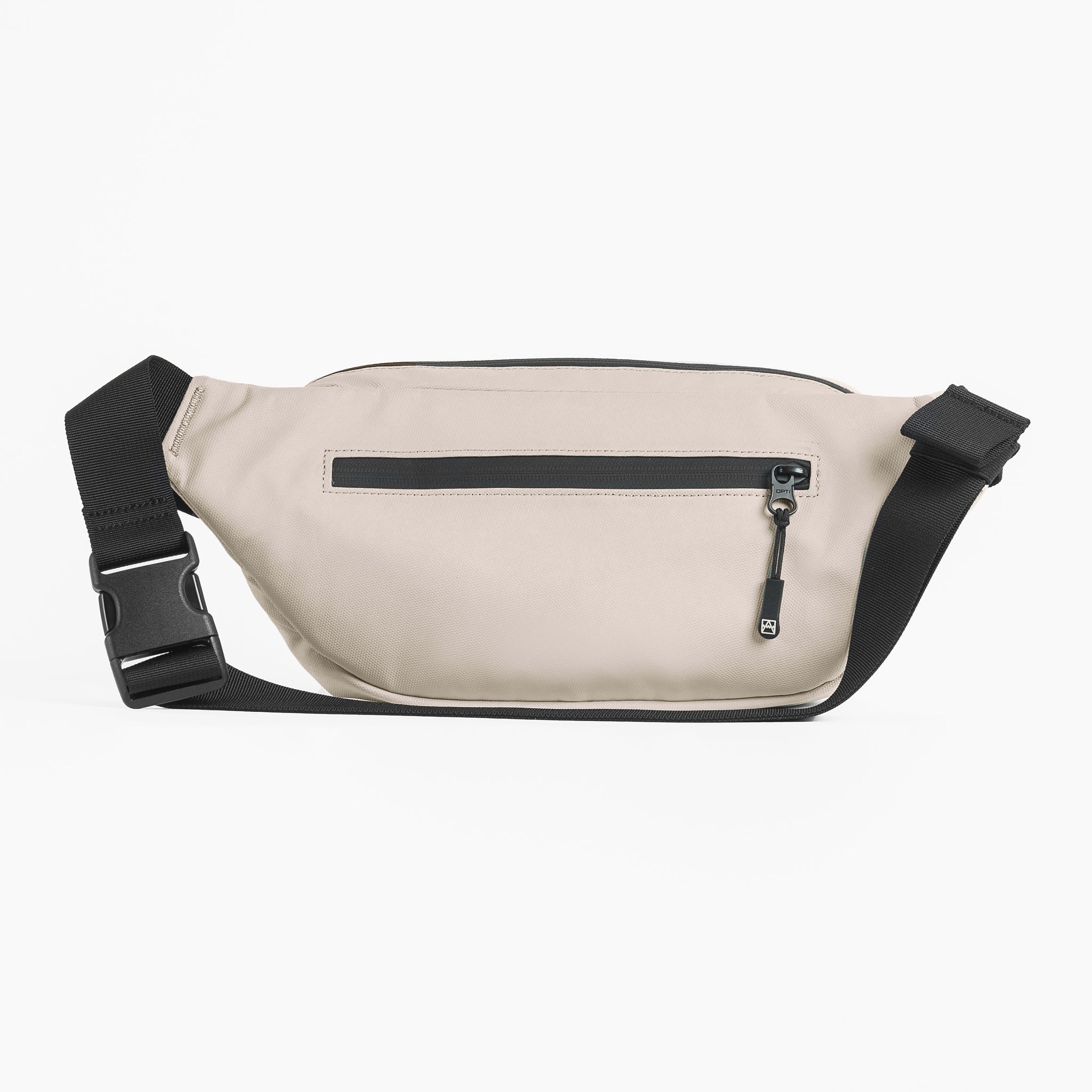 a studio shot of the back and zip pocket on a Sand Crossbody