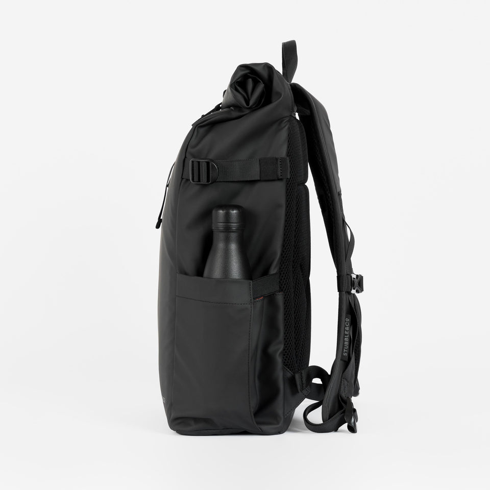 Roll Top backpack with side bottle pockets