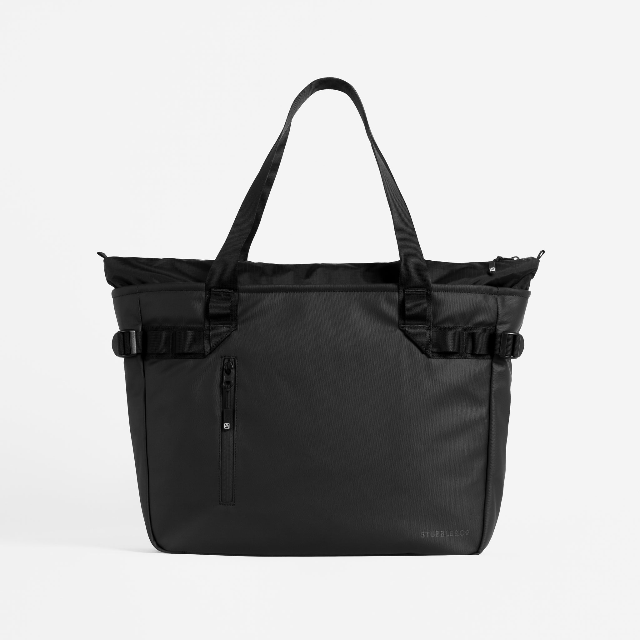 The Tote Bag in All Black front view