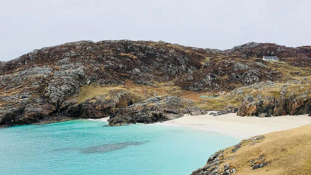 A landscape shot of  a coastal bay