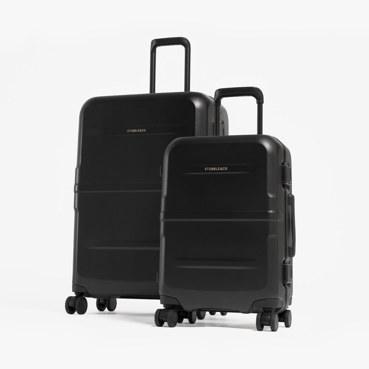 Two black hardshell suitcase set. One large and one small suitcase. [All variants]