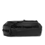 A black waterproof duffel bag with multiple compression straps and a top handle, shown on a solid white background.