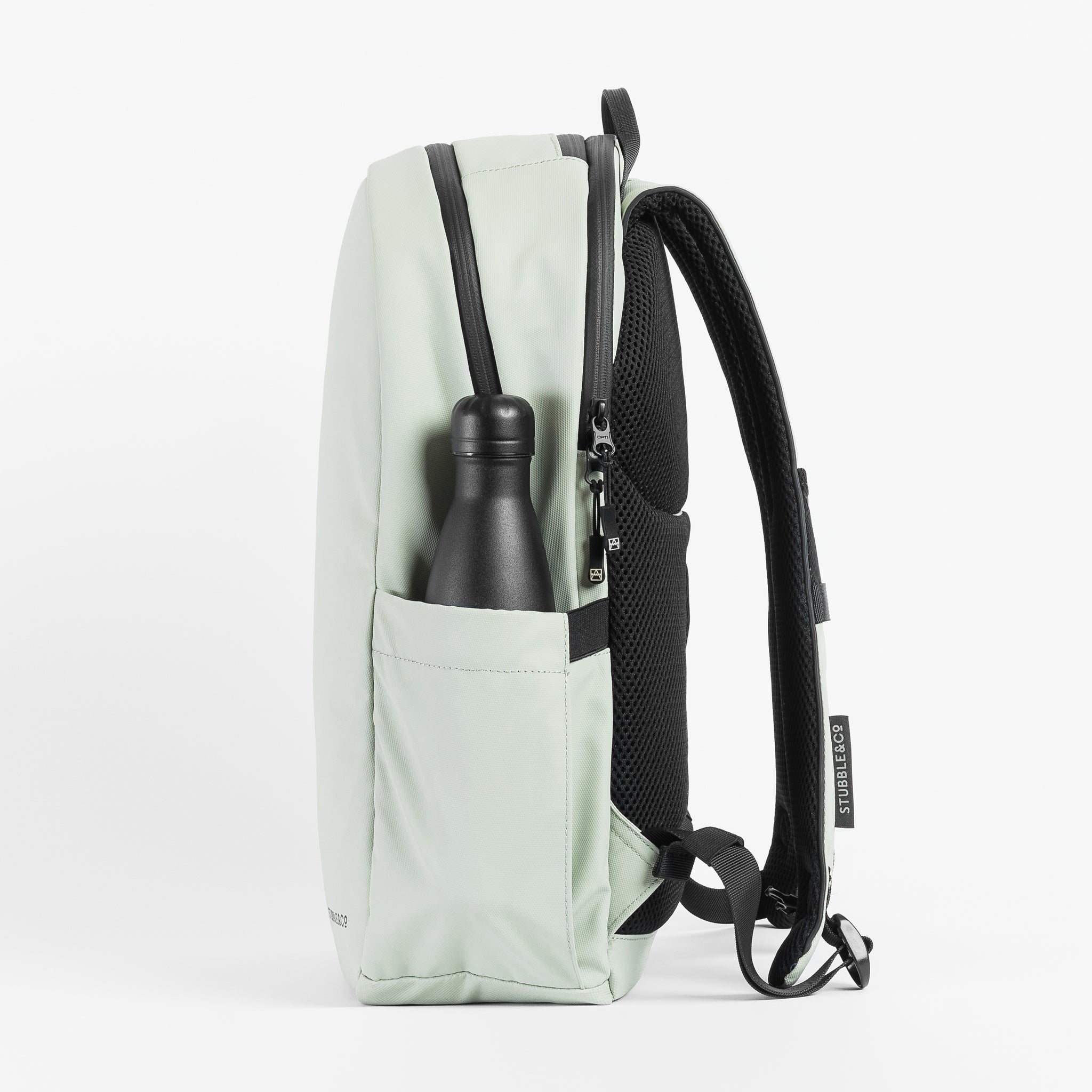 Side view of the Everyday Backpack in Matcha