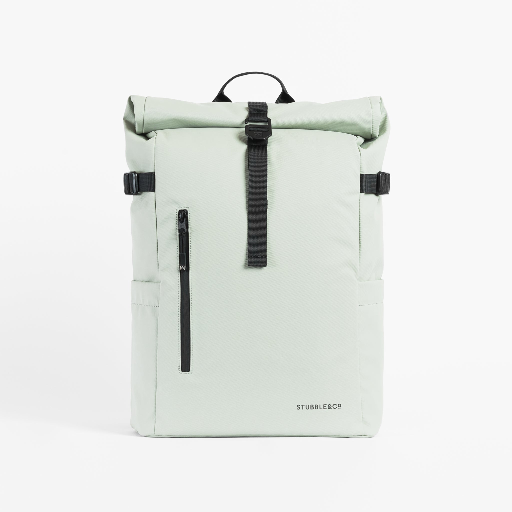 Front view of the Roll Top Backpack in Matcha green