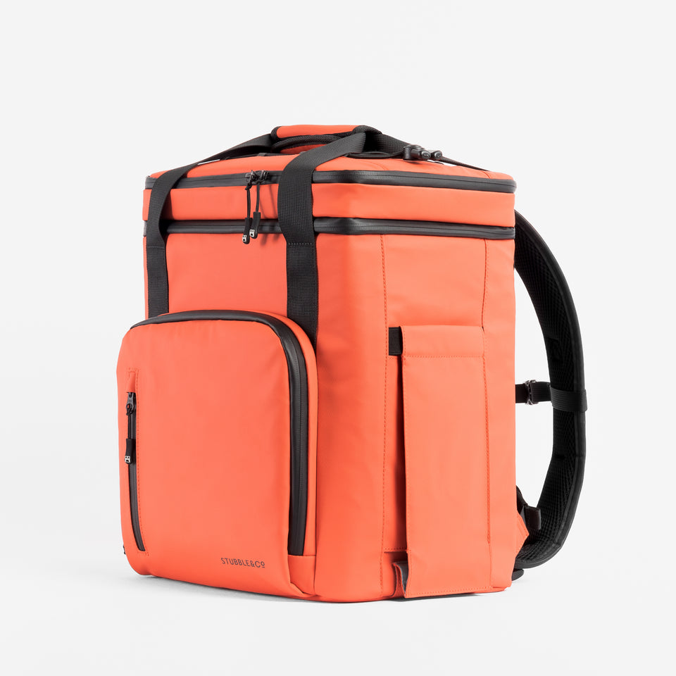 Side angle view of The Cooler in Orange.