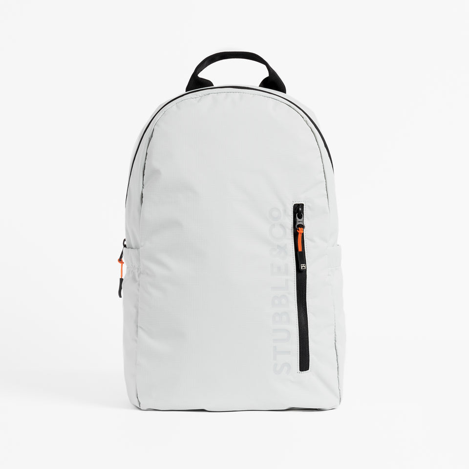 Front view of the packable Off White Ultra Light Backpack