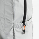 Zip view of the packable Off White Ultra Light Backpack