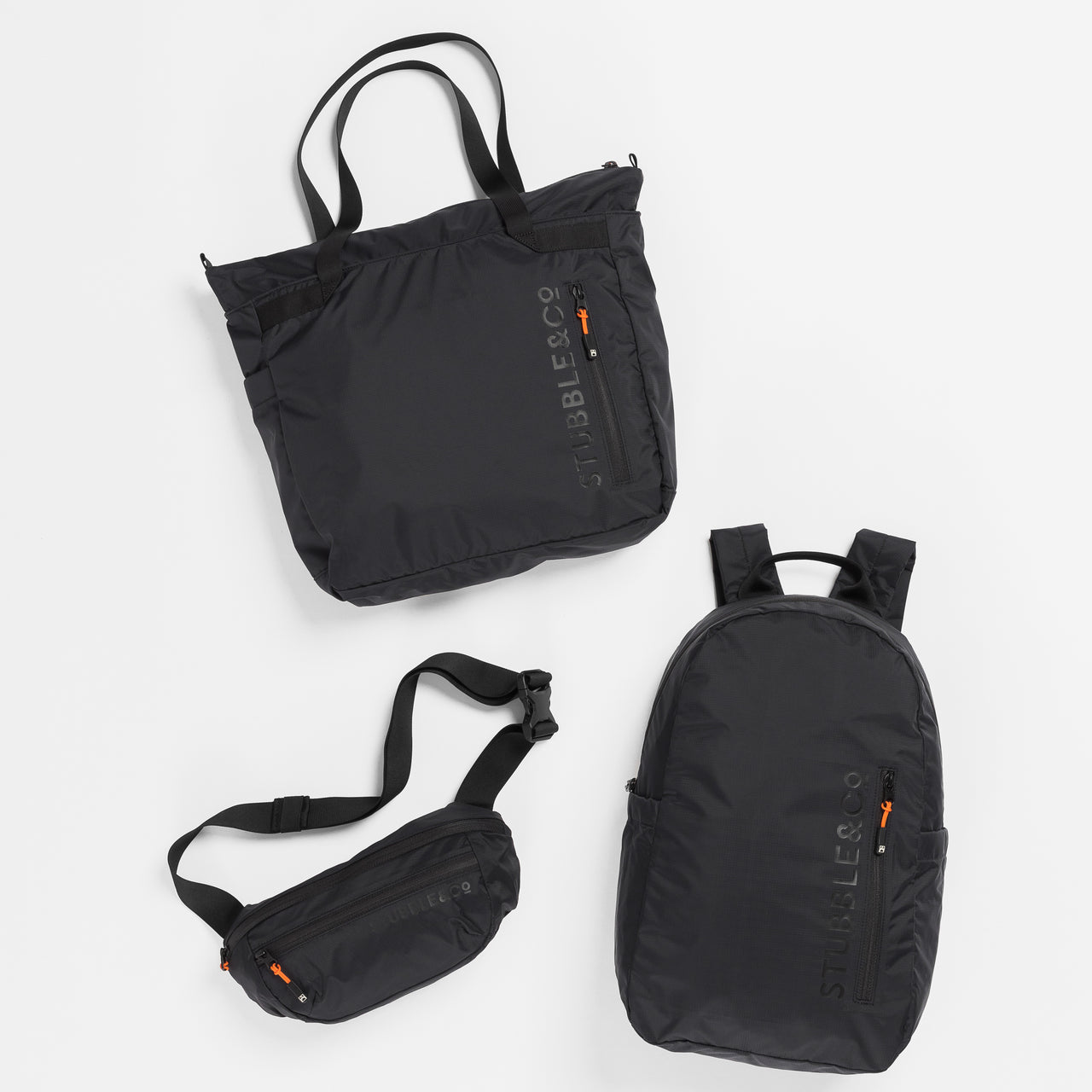 Collection of the All Black packable Ultra Light Bag