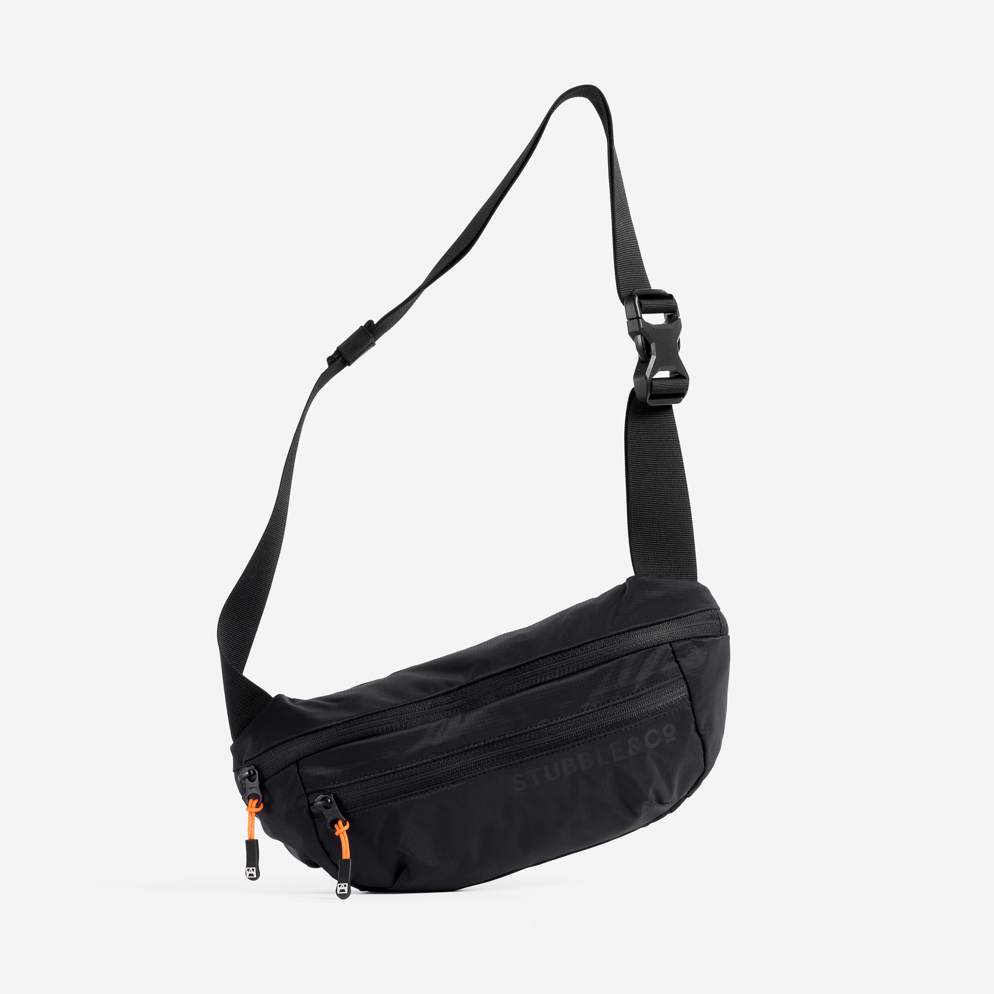 Front view of the All Black packable Ultra Light Crossbody Bag