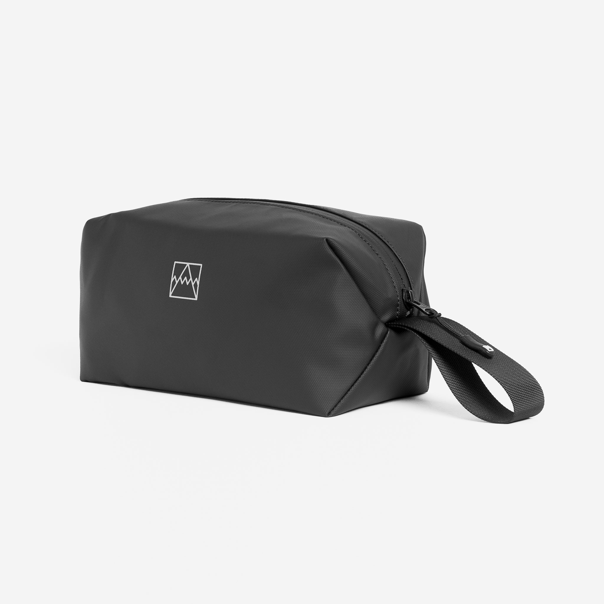 Recycled Plastic Wash Bag in All Black angle view