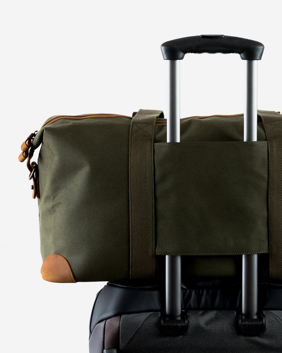 Weekender Duffle Bag on suitcase