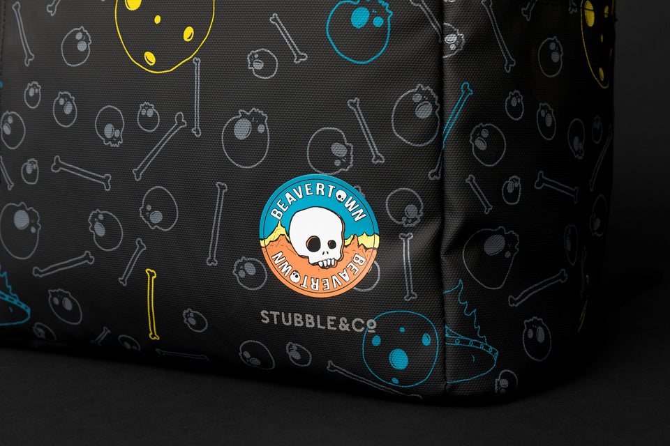 Close up of a Stubble & Co bag with Beavertown branding