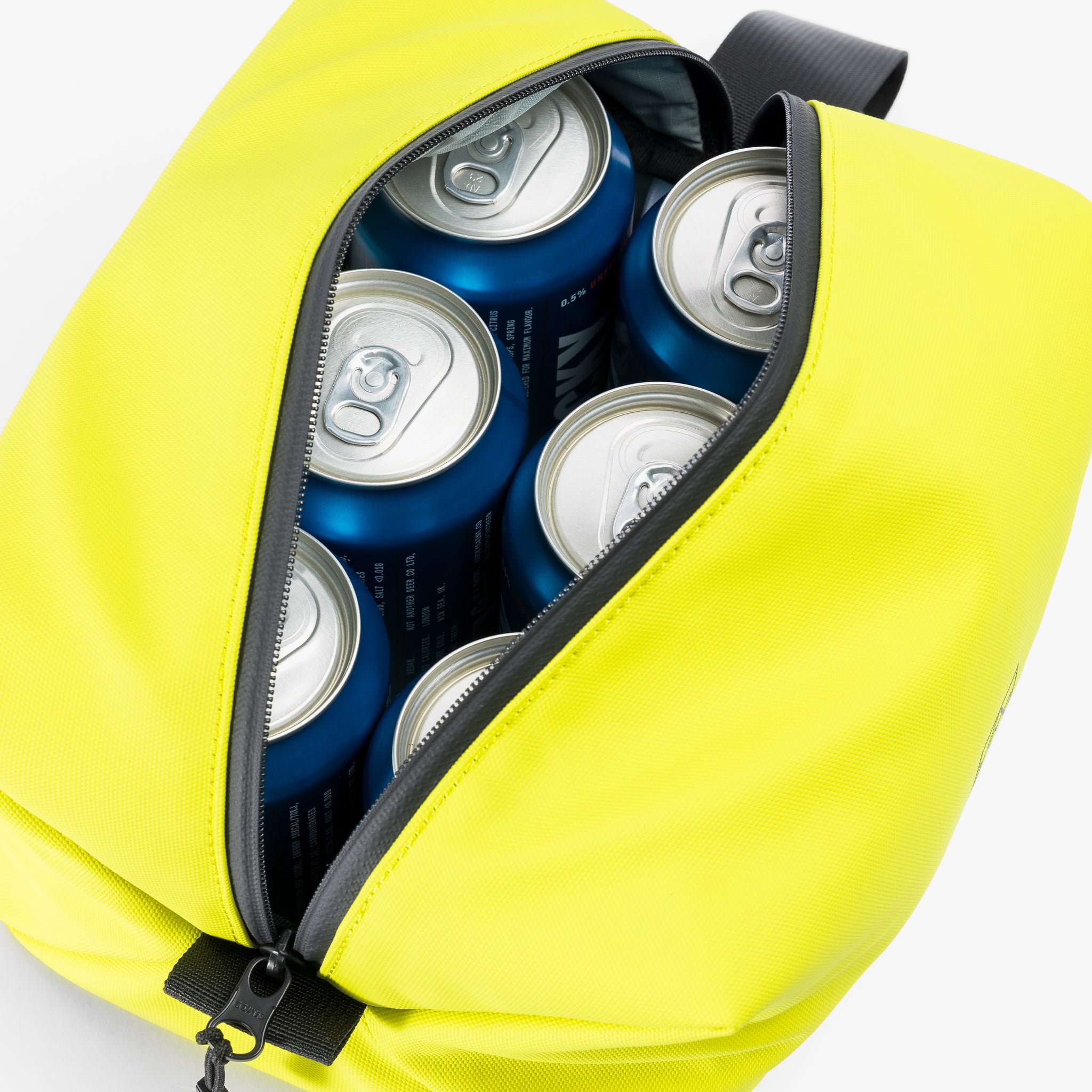 A interior shot of the Volt Beer Bag by Stubble & Co with 6 cans of beers within it