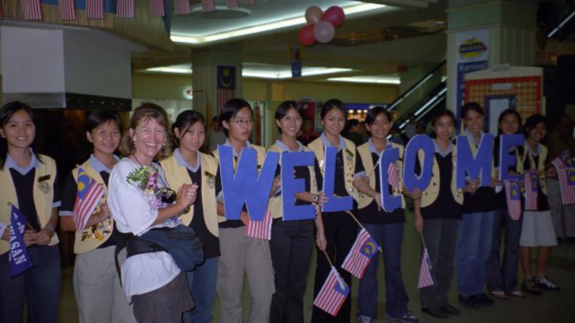 A welcome sign at an airport for someone travelling into Malaysia