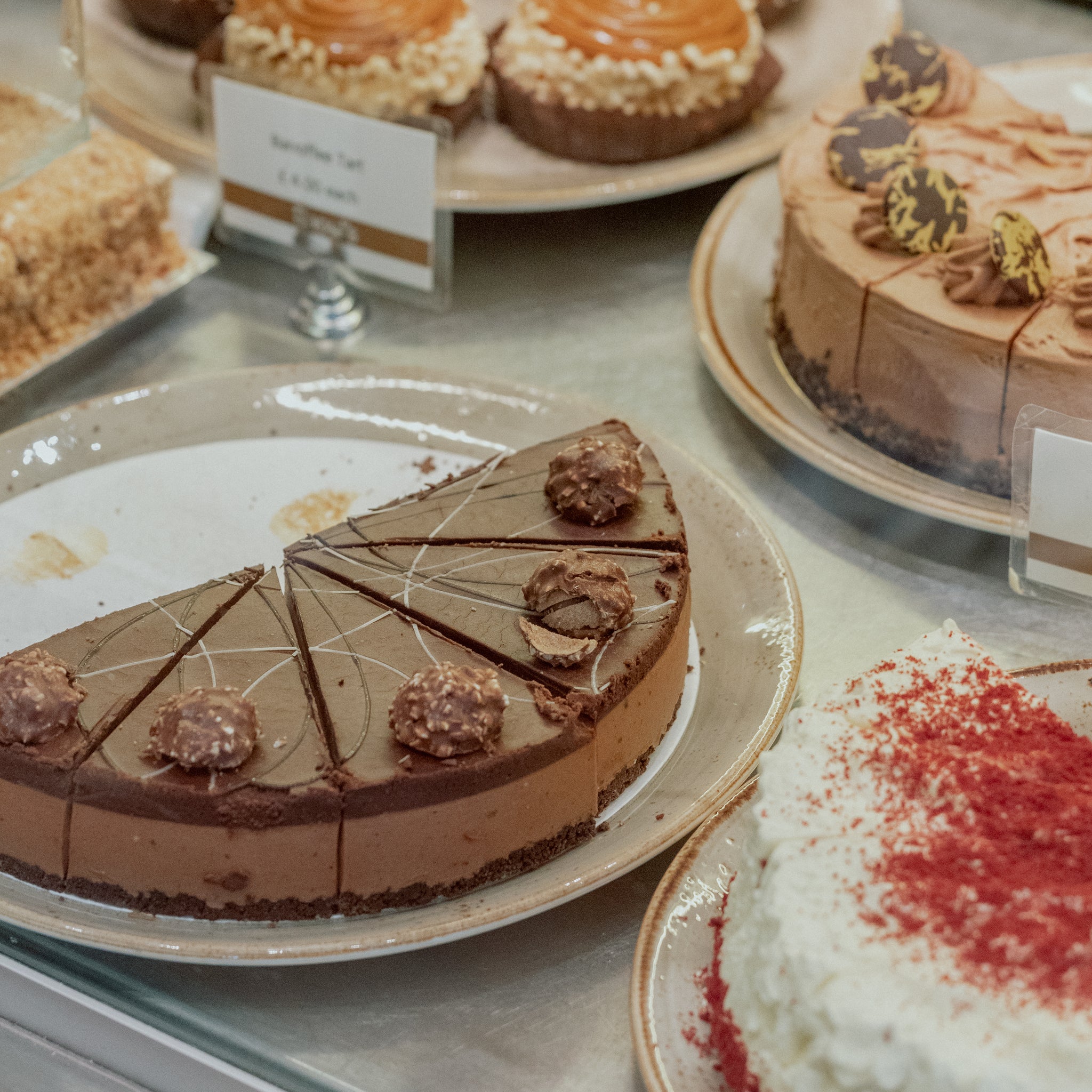 A cake stall in a deli in London