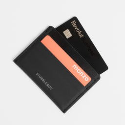 A studio shot of cards inside the card holder in All Black