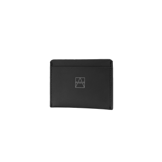 A studio shot of the front and side of an card holder  as cut out transparent PNG- black