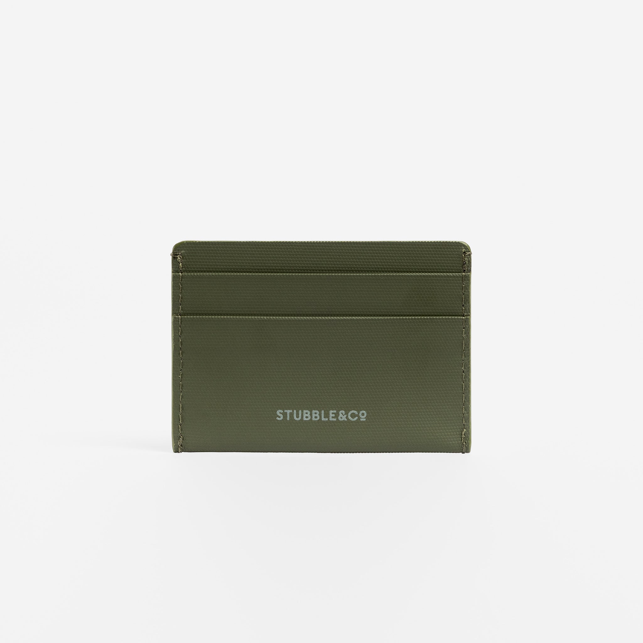 A studio shot of the back of the Card Holder in Urban Green