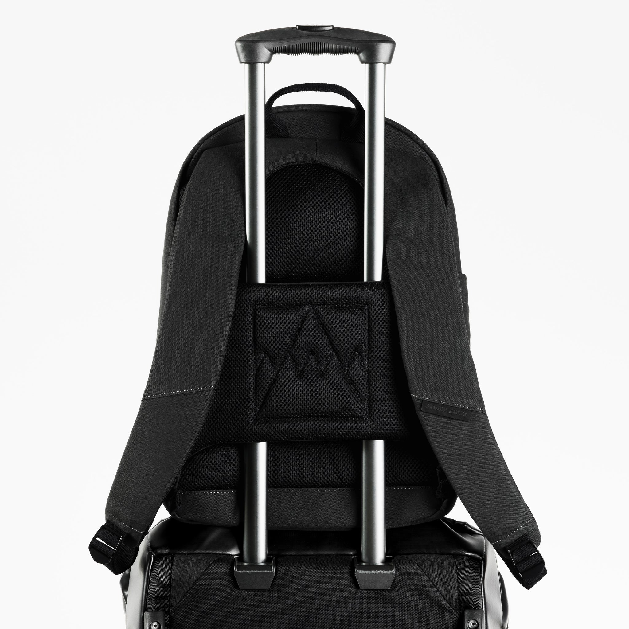 A studio shot of the luggage sleeve on the Classic Backpack 15L in All Black