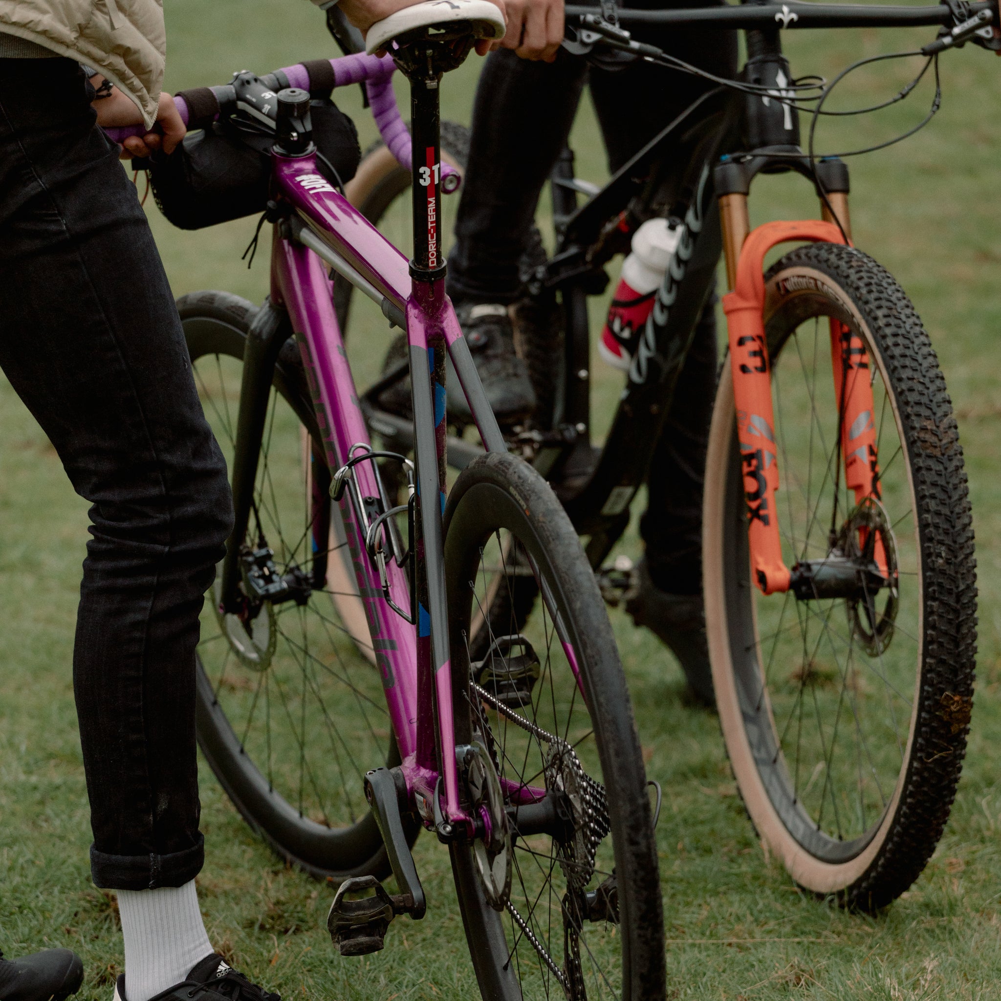 2 bikes in a field