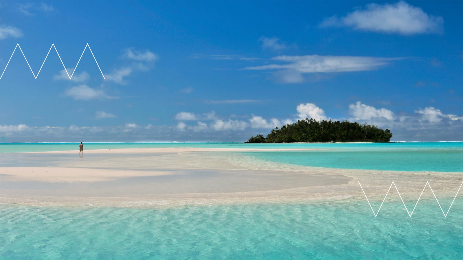 A picture of the white beaches and clear water of Cook Island