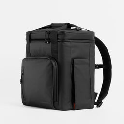 The Cooler Backpack in All Black side angle view