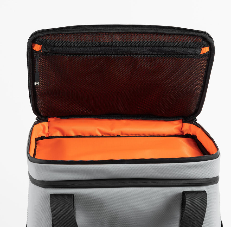 The Cooler backpack with plate pocket open