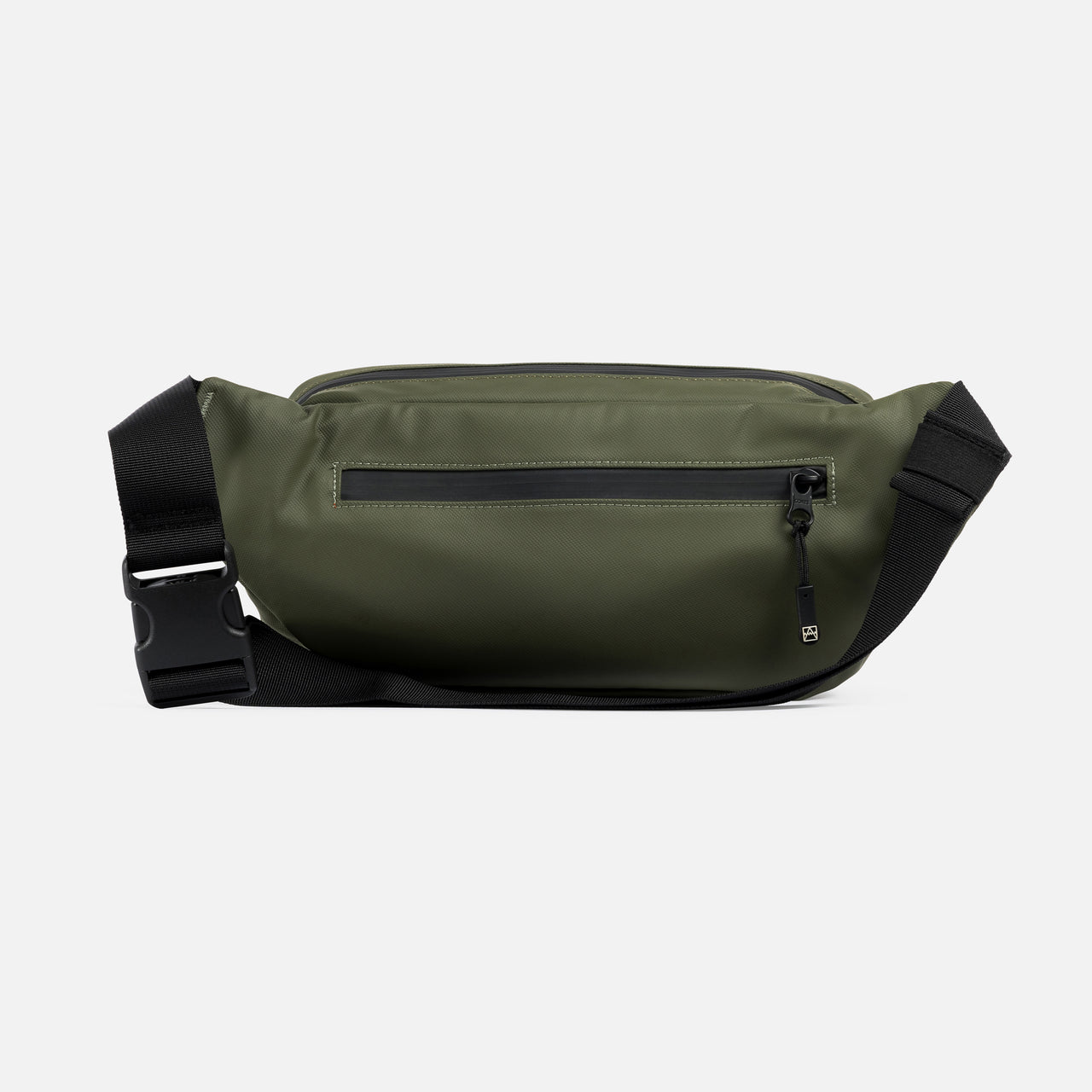A studio shot of an Urban Green Crossbody showing the back and the exterior zips