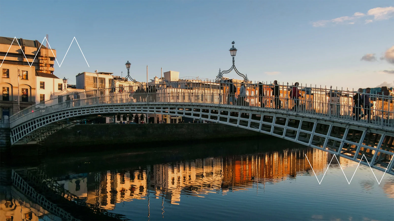A shot of a bridge over the river in Dublin
