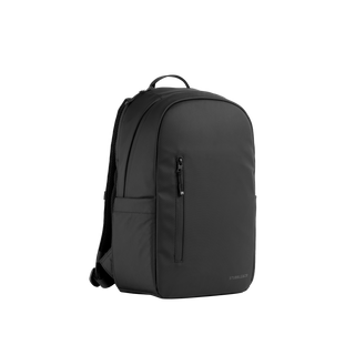 A studio shot of the front and side of a everyday backpack 20l as cut out transparent PNG- black