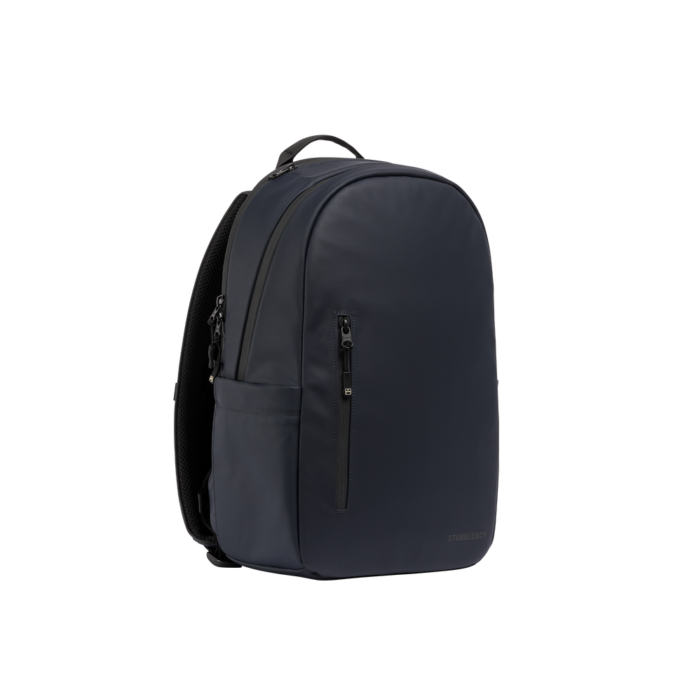 A studio shot of the front and side of a everyday backpack 20l as cut out transparent PNG- midnight