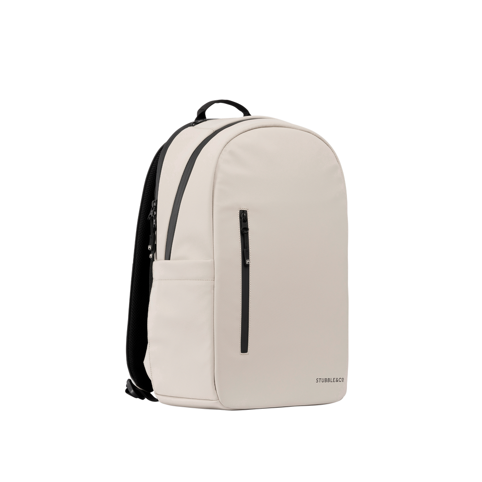 A studio shot of the front and side of a everyday backpack 20l as cut out transparent PNG- sand