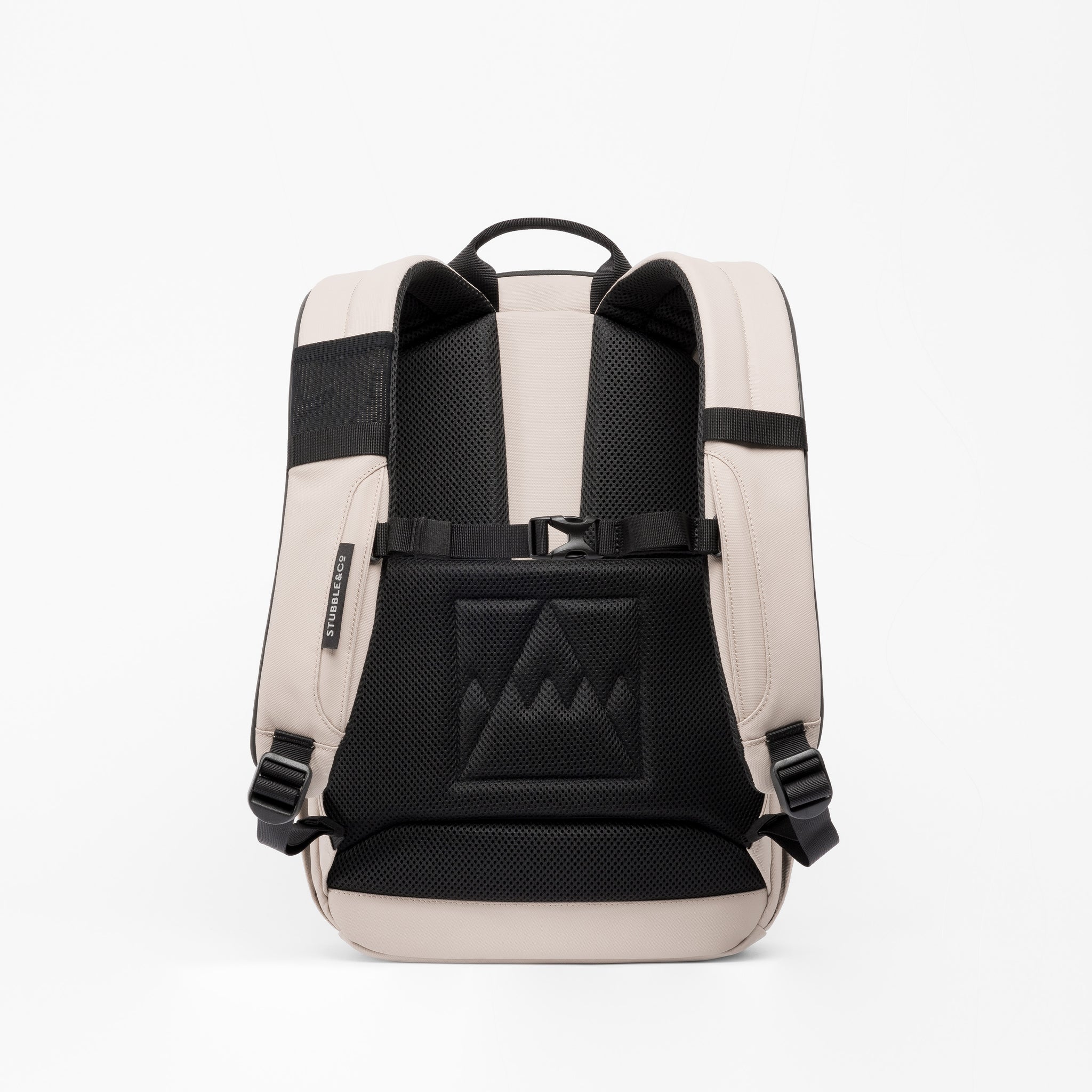 A studio shot of the back panel on the Everyday Backpack 15L in Sand