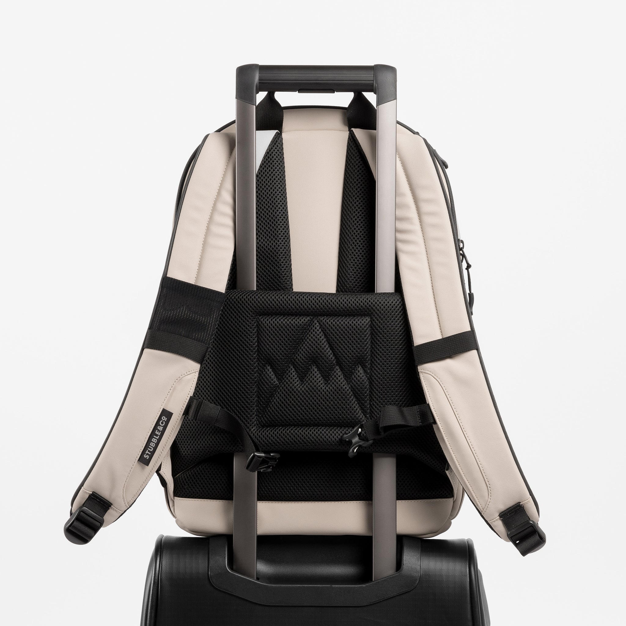 A studio shot of the trolley sleeve of the Everyday Backpack 20L in Sand 