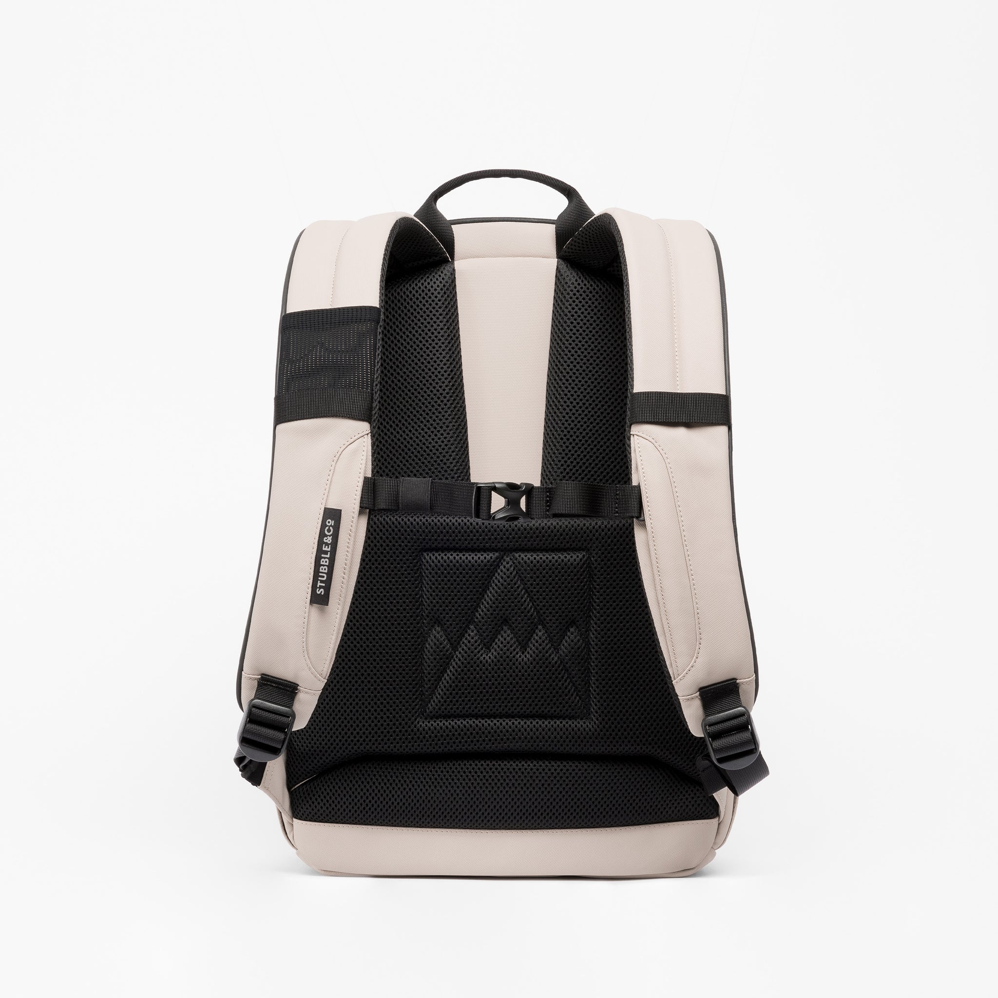 A studio shot of the back panel of the Everyday Backpack 20L in Sand 