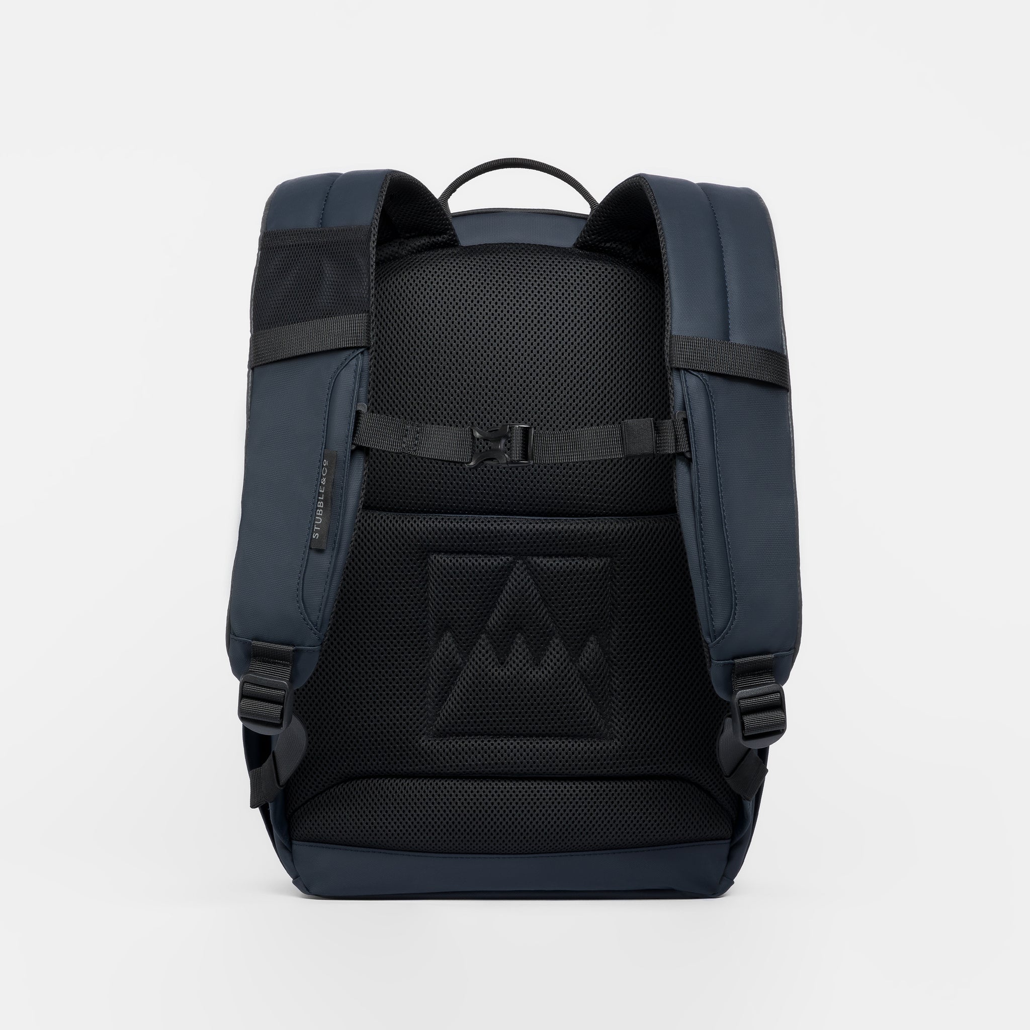 A studio shot of the breathable back panel on the Everyday Backpack in Midnight Blue