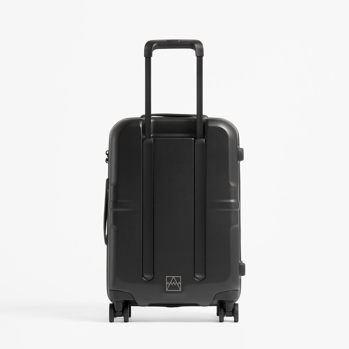 A studio shot of the back and handle on  the Hardshell 40L in All Black