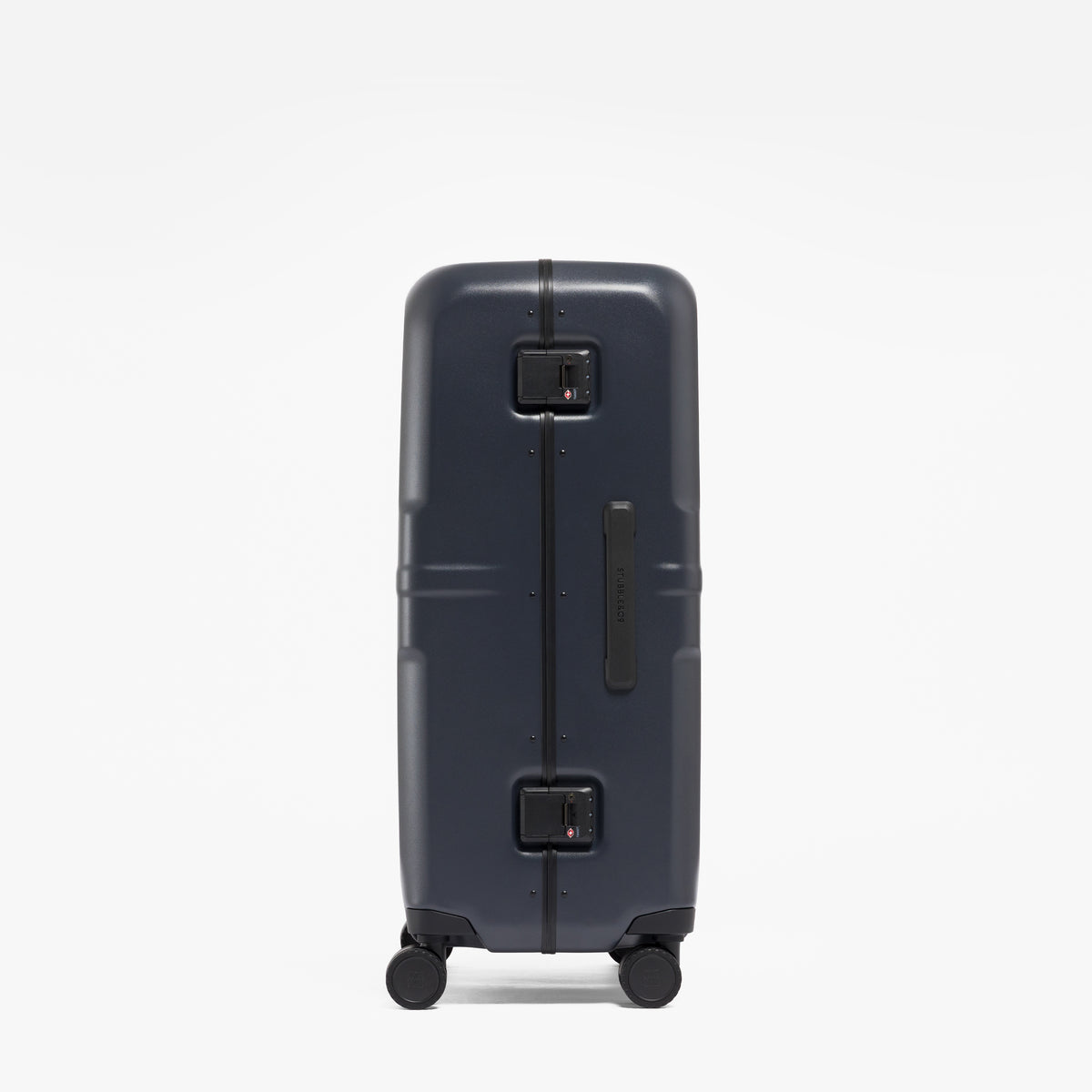 A studio shot of the side and grab handle on the Hardshell Pro 95L in Midnight Blue