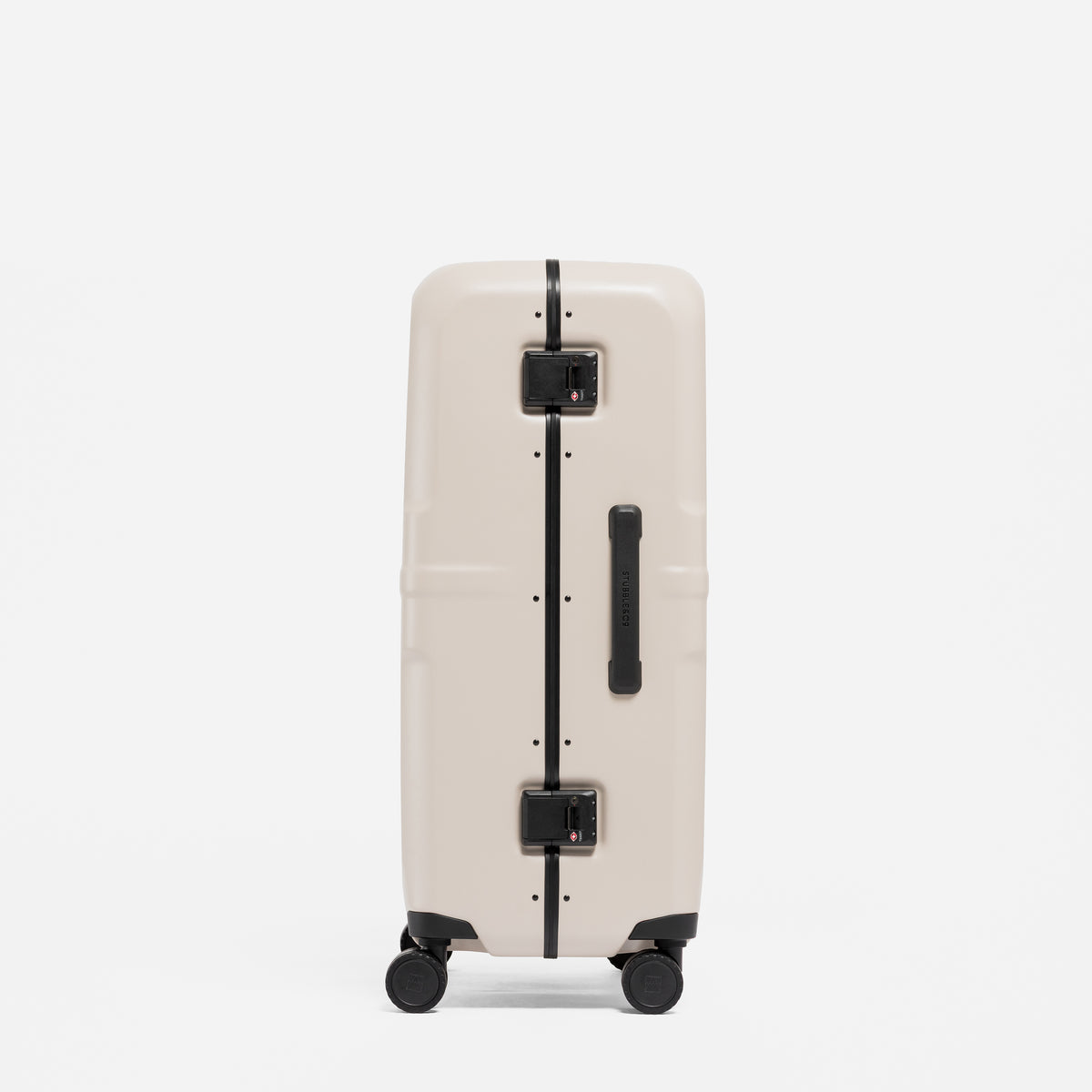A studio shot of the side and grab handle on the Hardshell Pro 95L in Sand