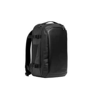 A studio shot of the front and side of an hybrid backpack 20l as cut out transparent PNG- black