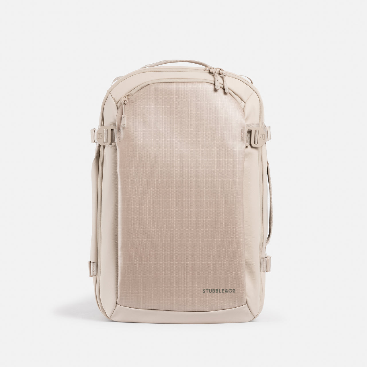 A studio shot of the front and TPU material on the Tonal Sand Hybrid Backpack 30L