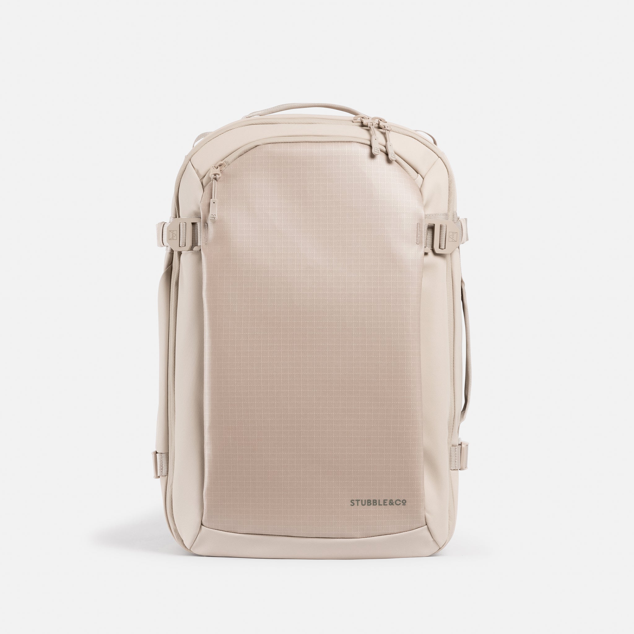 A studio shot of the front and TPU material on the Tonal Sand Hybrid Backpack 30L