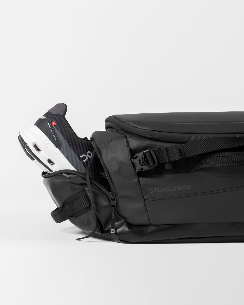 a studio shot of the shoe compartment on the kit bag 30l