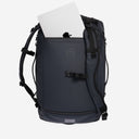 A studio shot of the laptop compartment on the Kit Bag 40L in Midnight Blue