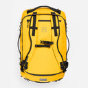 A studio shot of the shoulder straps and back panel on the Kit Bag 65L in Yellow