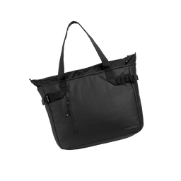 The Laptop Tote 20L in All Black at a side angle