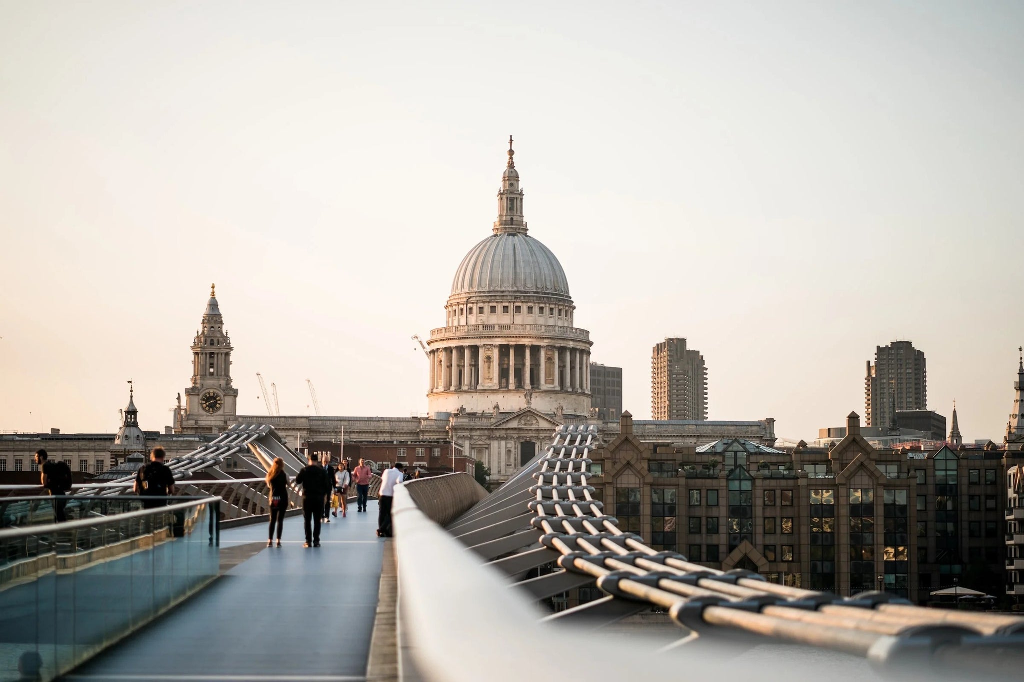 A shot of St Pauls Cathedral in London from the Millenial Bridge