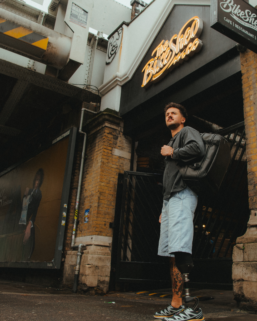 Luke Tarrant stood outside Bike Shed in London