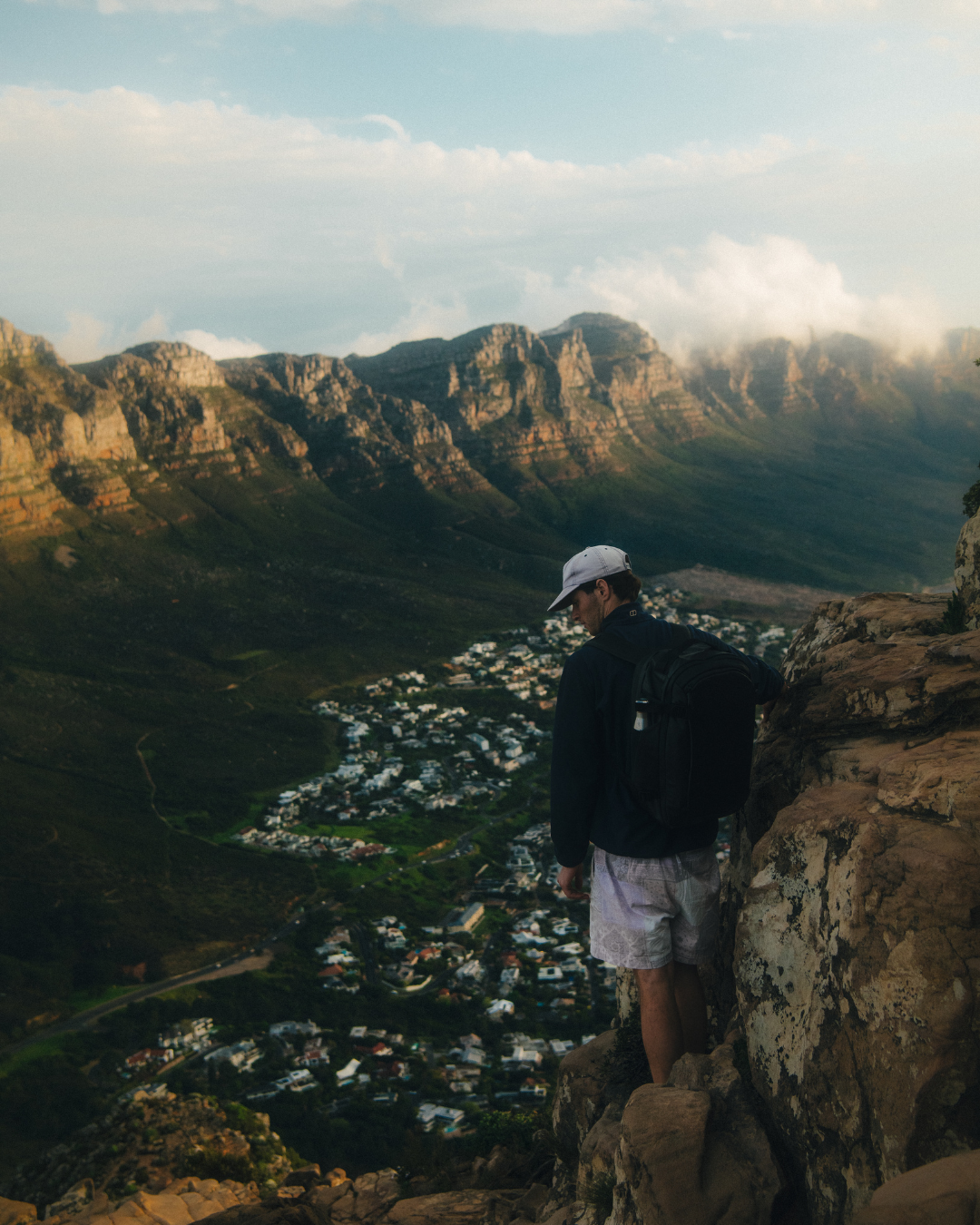 Man hiking Lion's Head Mountain in Cape Town