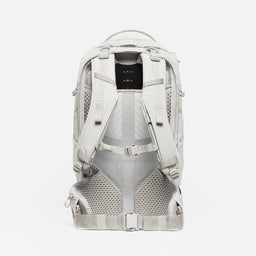 A studio shot of the back panel and adjustable torso adjuster on the Motion Adventure Pack 38L in Ash